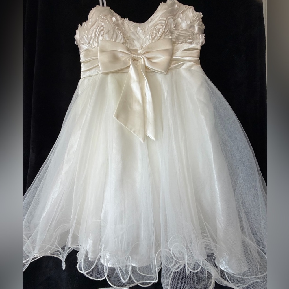 Steppin' Out Dress formal wedding size 11/12 ivory white knee length - Picture 4 of 16